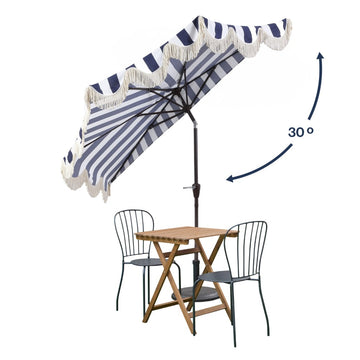 Beverly 9 ft. Designer Classic Scalloped Fringe Half Market Patio Umbrella